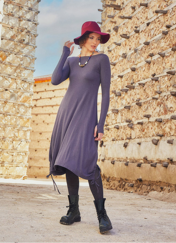 Anthracite Thumb Hole Long   Winter Dress